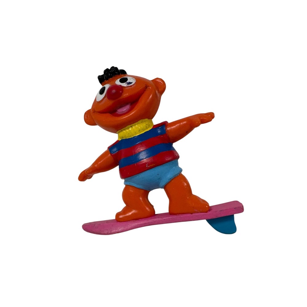 Sesame Workshop Ernie Surfboard Figure Kids OS Orange Good Vintage Muppets PVC